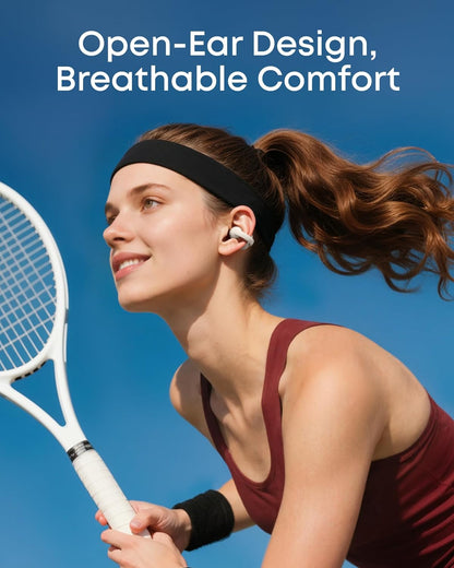 Open-Ear Headphones, Clip-On Earbuds, Ultra-Comfort, FlexiClip Design, 12mm Drivers for Powerful Bass, AI Clear Calls, 28H Playtime, Secure Fit, Hi-Res, IP55, Bluetooth 6.0