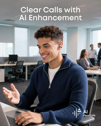 Open-Ear Headphones, Clip-On Earbuds, Ultra-Comfort, FlexiClip Design, 12mm Drivers for Powerful Bass, AI Clear Calls, 28H Playtime, Secure Fit, Hi-Res, IP55, Bluetooth 6.0